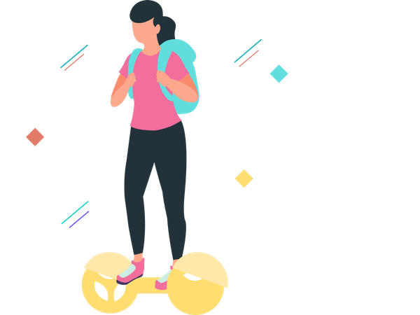Mujer montando aerotabla  Ilustración
