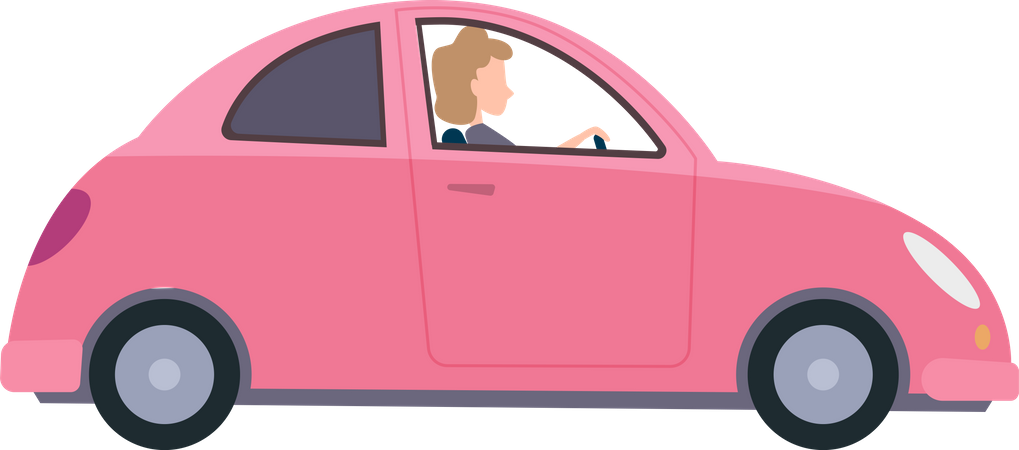Mujer montando coche  Ilustración