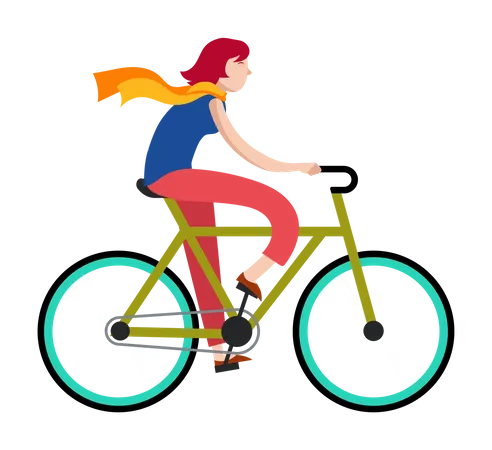 Mujer montando en bicicleta  Ilustración