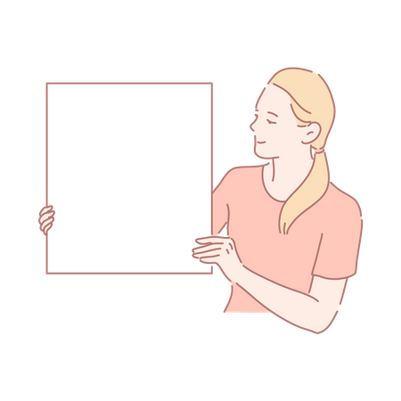 Mujer mostrando cartón liso  Ilustración