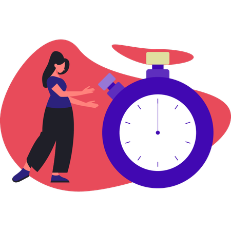 Mujer mostrando un reloj despertador  Illustration