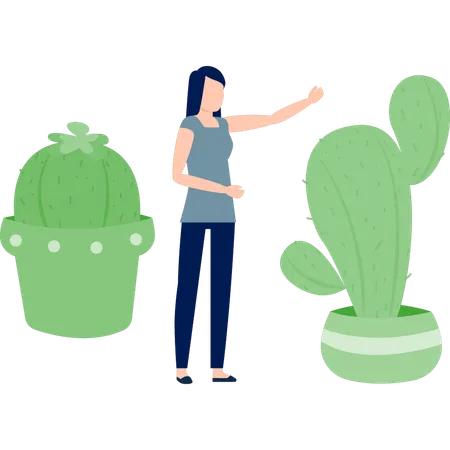 Mujer mostrando la fruta del cactus  Ilustración