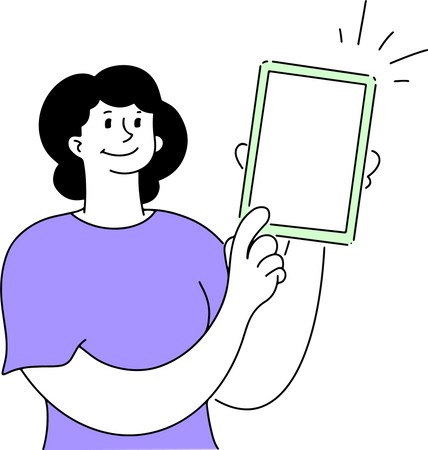 Mujer mostrando la pantalla del gadget  Ilustración