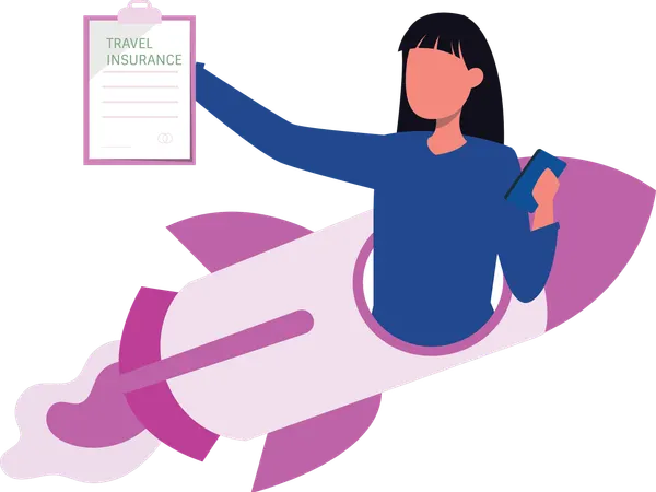 Mujer mostrando un seguro de viaje  Illustration