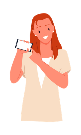 Mujer mostrando telefono  Ilustración