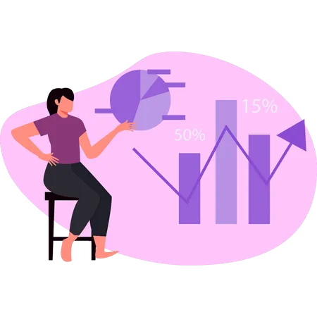 Mujer mostrando gráfico de crecimiento empresarial  Illustration