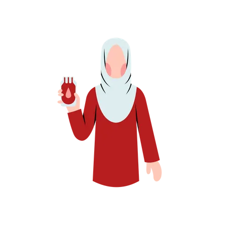 Mujer musulmana donando sangre  Ilustración