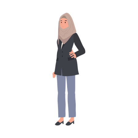 Mujer musulmana con estilo en pose relajada  Ilustración