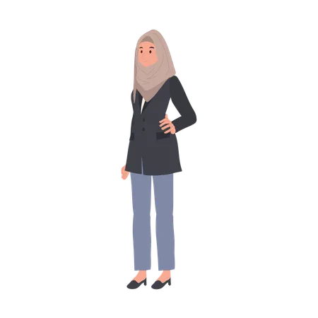 Mujer musulmana con estilo en pose relajada  Ilustración