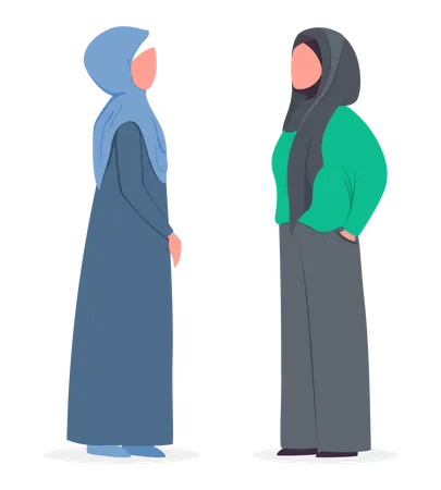 Mujer musulmana haciendo chismes  Ilustración