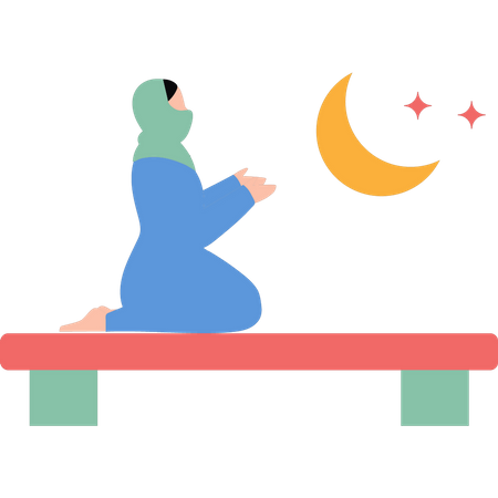 Mujer musulmana haciendo oración  Ilustración