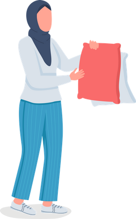 Mujer musulmana lavando ropa  Ilustración