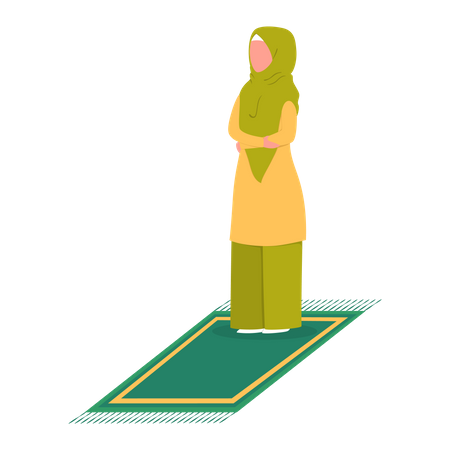 Mujer musulmana en posición de oración  Ilustración