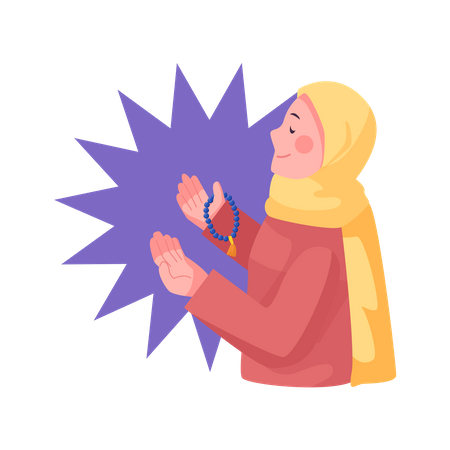 Mujer musulmana rezando  Ilustración