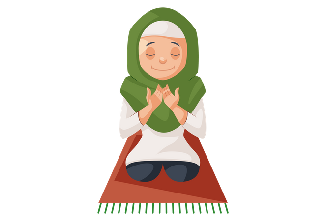 Mujer musulmana rezando namaz  Ilustración
