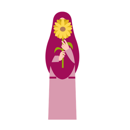 Mujer musulmana sosteniendo flor  Illustration