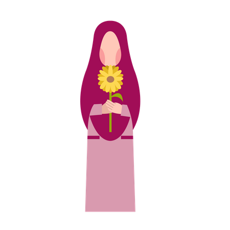 Mujer musulmana sosteniendo flor  Illustration