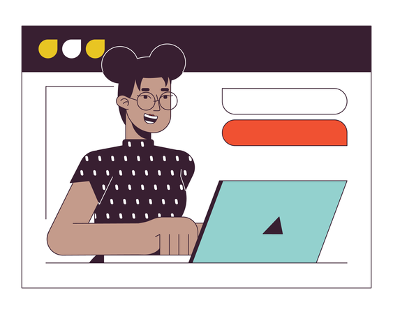 Mujer negra en reunión web  Ilustración