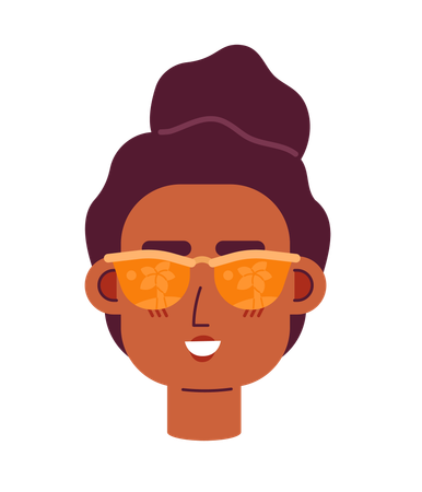 Gafas de sol de mujer negra sonriendo con afro  Ilustración