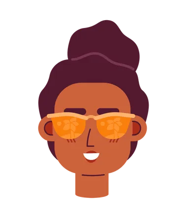 Gafas de sol de mujer negra sonriendo con afro  Ilustración