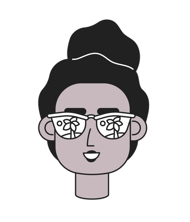 Gafas de sol de mujer negra sonriendo con afro  Ilustración