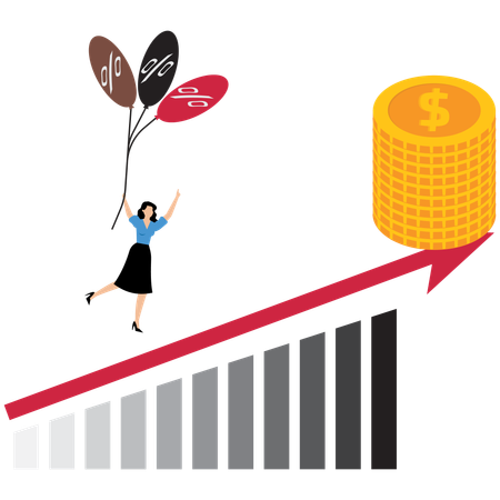 Mujer que paga intereses sobre la financiación empresarial  Ilustración