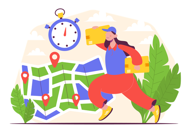 Mujer entrega  Ilustración