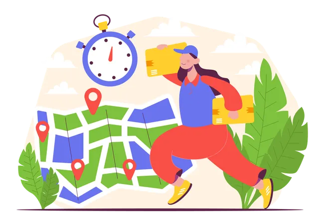 Mujer entrega  Ilustración