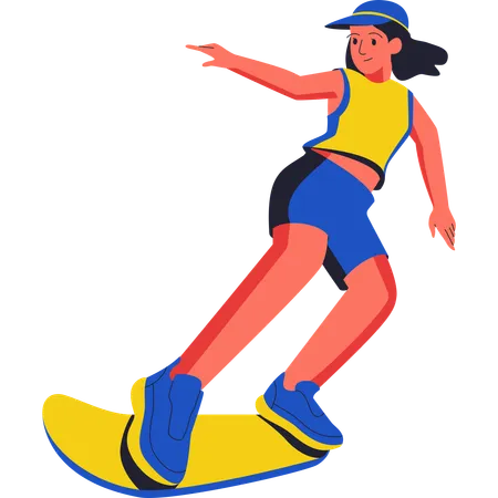 Skater femenino haciendo estilo libre  Ilustración