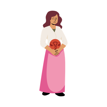 La mujer piensa en la infertilidad y la salud reproductiva  Ilustración