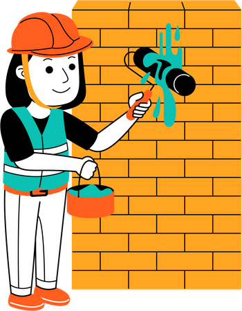 Mujer pintando pared  Illustration