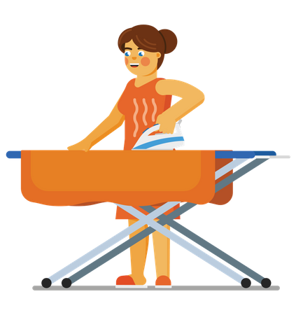 Mujer planchando ropa  Ilustración