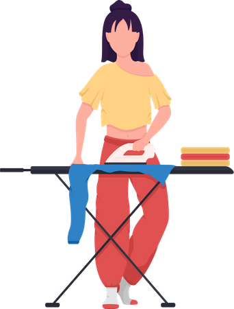 Mujer planchando ropa  Ilustración