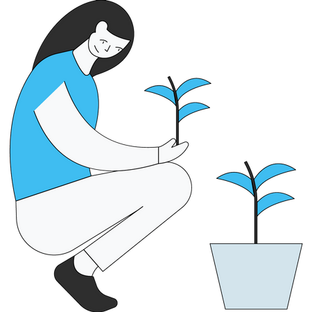 Mujer plantando arbol  Ilustración