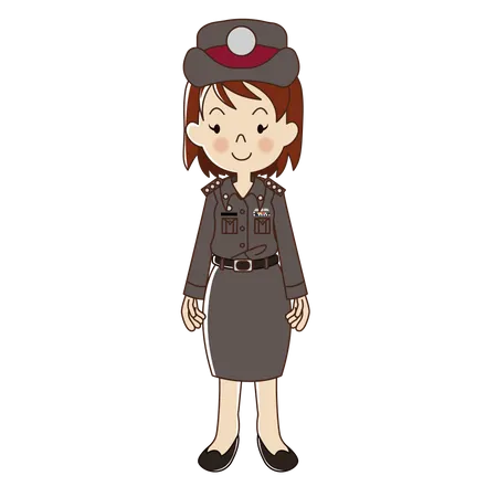 Mujer policía en uniforme  Ilustración