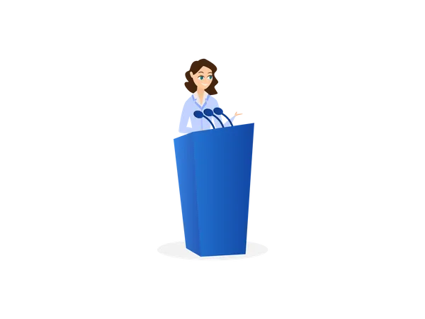 Mujer política haciendo debate electoral  Ilustración
