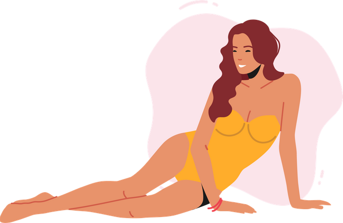 Mujer posando mientras usa bikini  Ilustración