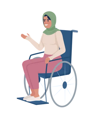 Mujer positiva en silla de ruedas  Ilustración