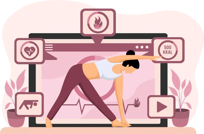 Mujer practicando yoga  Ilustración