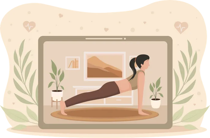 Mujer practicando yoga  Ilustración