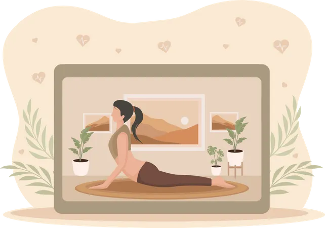 Mujer practicando yoga  Ilustración