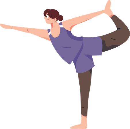 Mujer practicando yoga diariamente  Ilustración