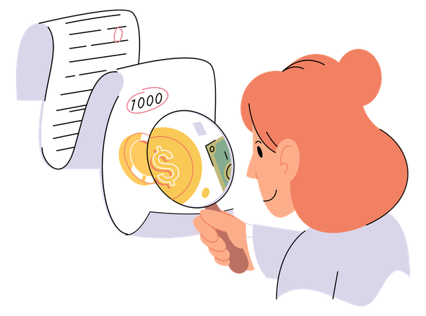 Mujer preparando informe financiero  Ilustración