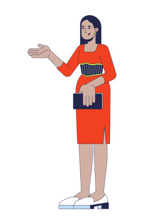 Mujer presentadora con vestido elegante  Ilustración