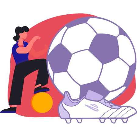 Mujer presentando fútbol  Illustration