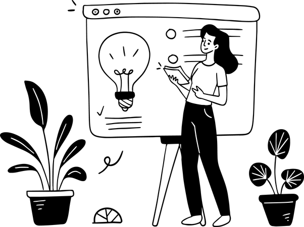 Mujer presentando idea  Ilustración