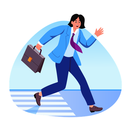 Mujer llegando tarde a la oficina  Ilustración