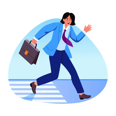 Mujer llegando tarde a la oficina  Ilustración