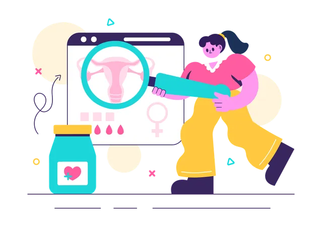Mujer trabajando en terapia de reemplazo hormonal  Ilustración