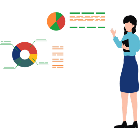Mujer que representa la presentación de negocios  Ilustración